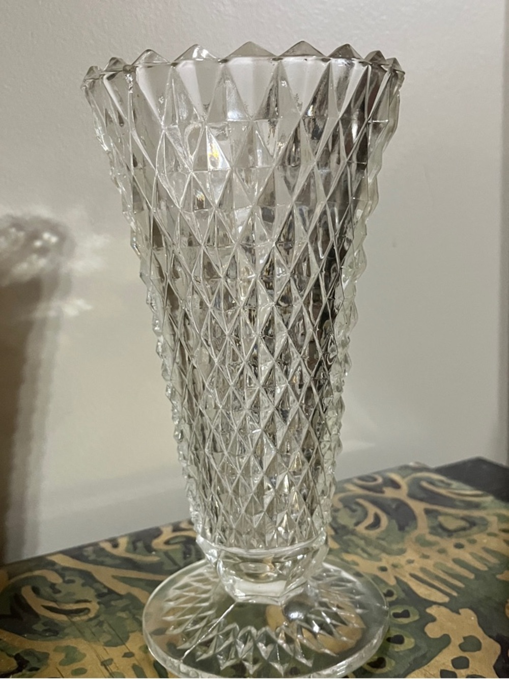 Clear Diamond-Cut Glass Vase - Home Accents